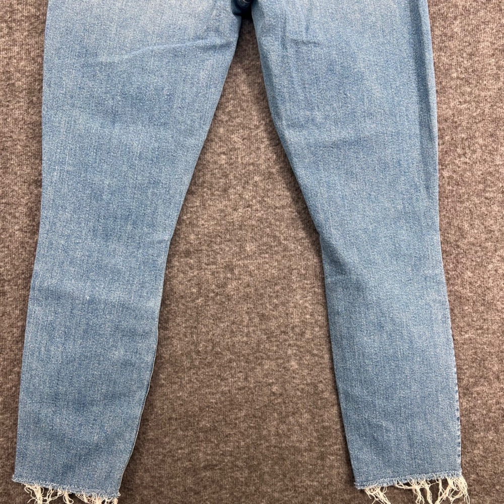 Mother The Looker High Rise Skinny Crop Distressed Frayed Hem Blue Jeans Size 28 - Picture 8 of 14